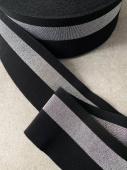 Резинка черная с полосой люрекс серебро, ширина 6,2 см Италия РИЧ/62/60254
