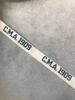 Тесьма плотная бежевая с темной надписью, ширина 2 см ТИБ/20/18018 по цене 223 руб./метр