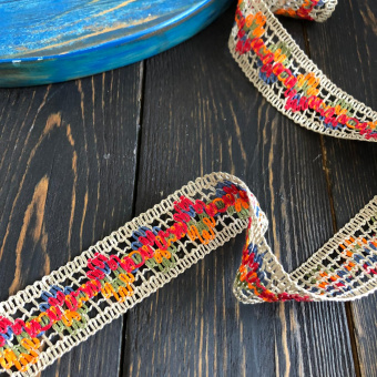 Тесьма декоративная бежевая. 3,5см. Италия. ТИБ/35/276 по цене 440 руб./метр
