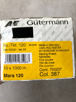 Нитки №120 Gutermann Mara цвет черно-синий (полиэстер) 120/387 по цене 220 руб./штука