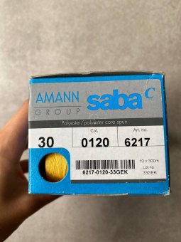 Нитки №30 AMANN group Saba цвет желто-медовый (полиэстер, намотка 300 м) арт 30/0120 по цене 280 руб./штука