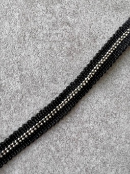 Тесьма черная с брелковой цепью, ширина 1 см ТКЧ/10/22409 мониль по цене 97 руб./метр